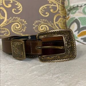 Floral Three tone leather Brighton belt